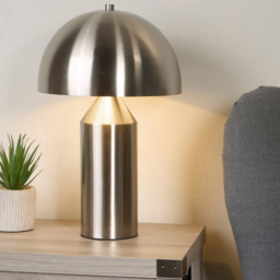 Lighting Collection Elias Silver Satin Dome Table Lamp - Size: 39 x 25 x 25cm - Wilko - thumbnail 3
