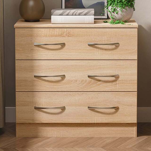 Crowndale Avon 3 Drawer Bardolino Oak Chest of Drawers - Wilko - image 1