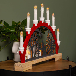 Samuel Alexander Light Up Red Wooden Christmas Candle Bridge - Size: 34 x 45 x 5cm - Multi - Wilko - thumbnail 7