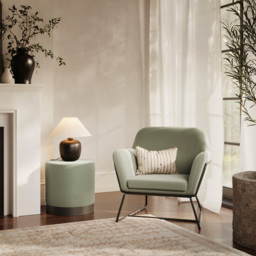Charles Matte Black and Sage Velvet Armchair - Size: Single - Green - LPD Home - Wilko - thumbnail 7