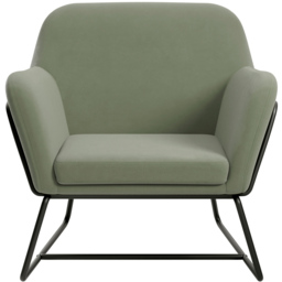 Charles Matte Black and Sage Velvet Armchair - Size: Single - Green - LPD Home - Wilko - thumbnail 4