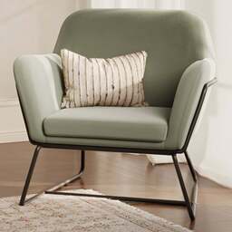 Charles Matte Black and Sage Velvet Armchair - Size: Single - Green - LPD Home - Wilko