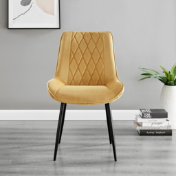 Furniturebox Solo Cesano 4 Seater Dining Set Brown Mustard and Black - Yellow - Wilko - thumbnail 4