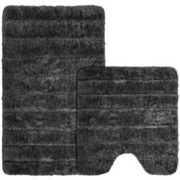 Velosso Lexington Black Bath Mat Set - Size: 50 x 80 x 1cm - Wilko