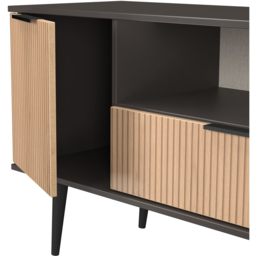 Crowndale Hong Kong 2 Door Single Drawer Slatt Effect and Graphite Wide TV Unit Ready Assembled - Size: 63 x 144 x 39cm - Slatt Effect & Graphite - Wi - thumbnail 7