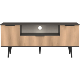 Crowndale Hong Kong 2 Door Single Drawer Slatt Effect and Graphite Wide TV Unit Ready Assembled - Size: 63 x 144 x 39cm - Slatt Effect & Graphite - Wi - thumbnail 3