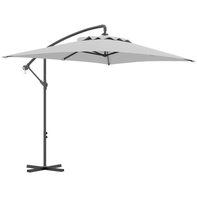 Outsunny Light Grey Crank and Tilt Cantilever Parasol with Cross Base 3m - Wilko - image 1