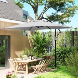 Outsunny Light Grey Crank and Tilt Cantilever Parasol with Cross Base 3m - Wilko - thumbnail 4