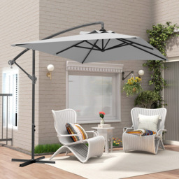 Outsunny Light Grey Crank and Tilt Cantilever Parasol with Cross Base 3m - Wilko - thumbnail 5