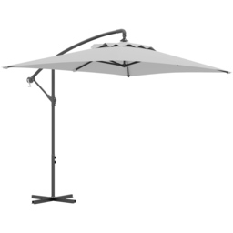 Outsunny Light Grey Crank and Tilt Cantilever Parasol with Cross Base 3m - Wilko - thumbnail 1