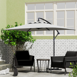 Outsunny Light Grey Crank and Tilt Cantilever Parasol with Cross Base 3m - Wilko - thumbnail 6