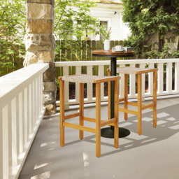Costway Acacia Wood PE Wicker Bar Stool Set of 2 - Wilko - thumbnail 4