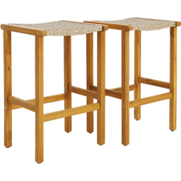 Costway Acacia Wood PE Wicker Bar Stool Set of 2 - Wilko - thumbnail 3