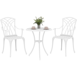 Outsunny 2 Seater Garden Bistro Set with Umbrella Hole - White - Wilko - thumbnail 3