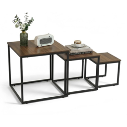 Alivio Brown Industrial Nest of Tables Set of 3 - Size: 50 x 50 x 50cm - Wilko - thumbnail 3