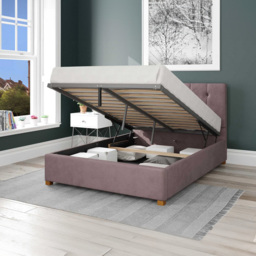 Aspire Hepburn Small Double Blush Plush Velvet Ottoman Bed - Pink - Aspire Beds - Wilko - thumbnail 3