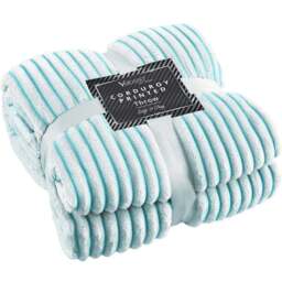 Velosso Teal Corduroy Printed Throw 127 x 152cm - Size: 127 x 152 x 1cm - Wilko
