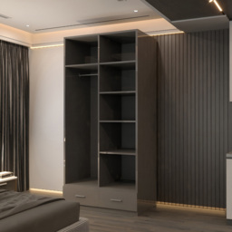 Sliding Wardrobes 4U 2 Door 2 Drawer Grey High Gloss Hinge Door Wardrobe 90cm - Size: 2 Door, 2 Drawer - Wilko - thumbnail 5
