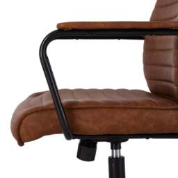 Living and Home Brown PU Leather Swivel and Adjustable High Back Retro Office Chair - Size: 106 x 69 x 51cm - Wilko - thumbnail 7