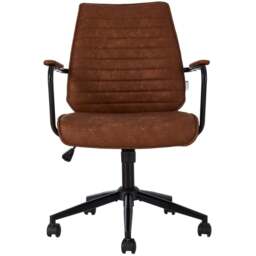 Living and Home Brown PU Leather Swivel and Adjustable High Back Retro Office Chair - Size: 106 x 69 x 51cm - Wilko - thumbnail 4