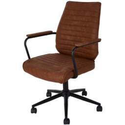 Living and Home Brown PU Leather Swivel and Adjustable High Back Retro Office Chair - Size: 106 x 69 x 51cm - Wilko - thumbnail 3