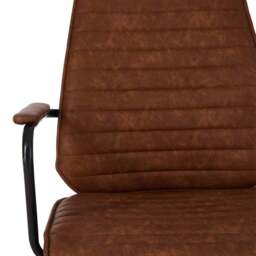 Living and Home Brown PU Leather Swivel and Adjustable High Back Retro Office Chair - Size: 106 x 69 x 51cm - Wilko - thumbnail 6