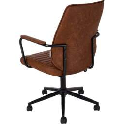 Living and Home Brown PU Leather Swivel and Adjustable High Back Retro Office Chair - Size: 106 x 69 x 51cm - Wilko - thumbnail 5