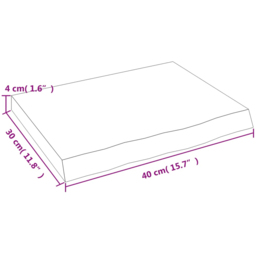 vidaXL 40 x 30 x 4cm Dark Brown Solid Oak Wall Shelf - Size: 4 x 40 x 30cm - Wilko - thumbnail 7