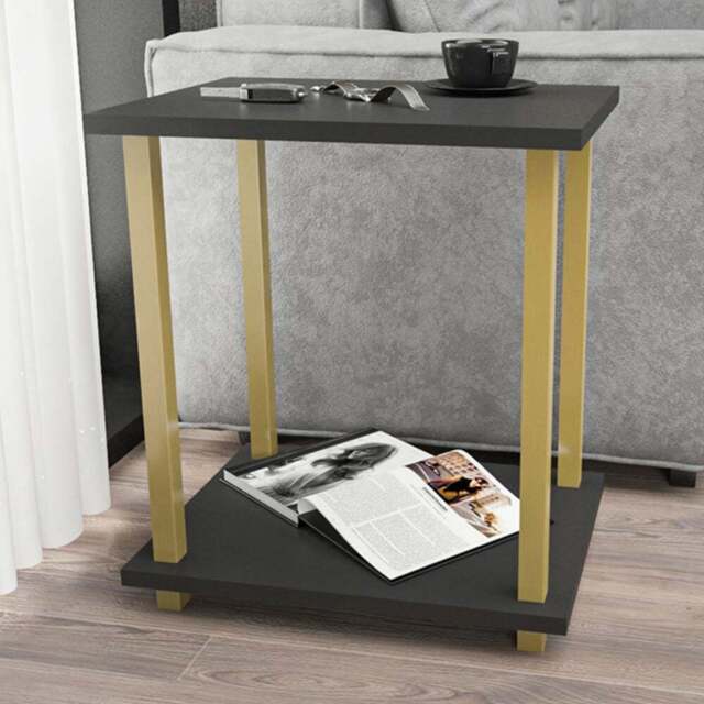 Decorotika Gurnee Gold and Anthracite Side Table - Size: 48 x 45 x 35cm - Multi - Wilko - image 1