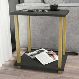 Decorotika Gurnee Gold and Anthracite Side Table - Size: 48 x 45 x 35cm - Multi - Wilko