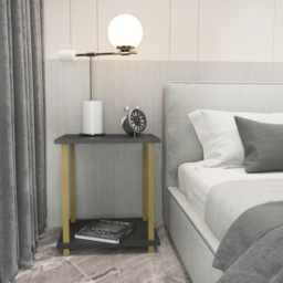 Decorotika Gurnee Gold and Anthracite Side Table - Size: 48 x 45 x 35cm - Multi - Wilko - thumbnail 7