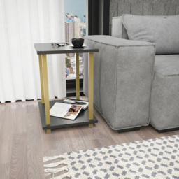 Decorotika Gurnee Gold and Anthracite Side Table - Size: 48 x 45 x 35cm - Multi - Wilko - thumbnail 5