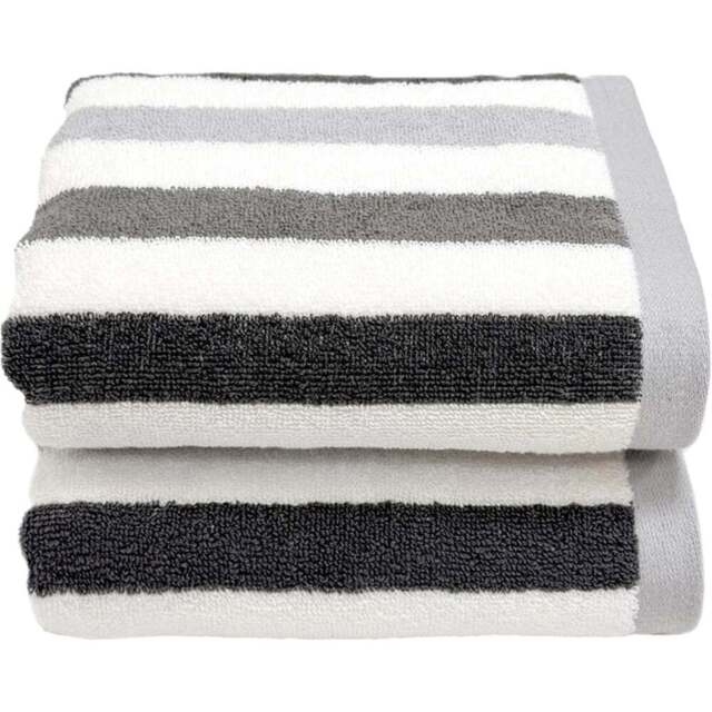 Allure Bath Fashions Cali Grey Striped Hand Towel 2 Pack - Size: 50 x 85cm - Wilko - image 1