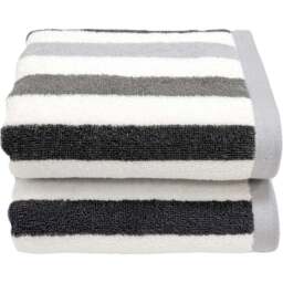 Allure Bath Fashions Cali Grey Striped Hand Towel 2 Pack - Size: 50 x 85cm - Wilko