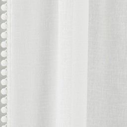 Tyrone Textiles Tahiti White Linen Look Pom Pom Trim Rod Pocket Voile Panel Curtains 140 x 137cm - Size: W 140 x D 137cm - Wilko - thumbnail 4