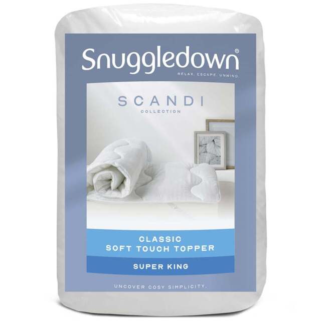 Snuggledown Super King Scandinavian Hollowfibre Mattress Topper - White - Wilko - image 1