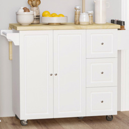 Portland 2 Door 3 Drawer White Drop Leaf Kitchen Island Trolley - Size: 111.5 x 75 x 89cm - Wilko - thumbnail 3
