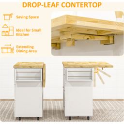 Portland 2 Door 3 Drawer White Drop Leaf Kitchen Island Trolley - Size: 111.5 x 75 x 89cm - Wilko - thumbnail 7