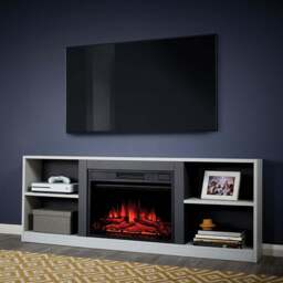 Suncrest Camden Grey Textured Electric Media Unit - Size: 58.8 x 156 x 24.3cm - Wilko
