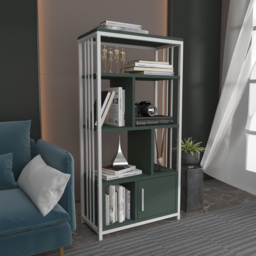 Decorotika Valero Single Door 7 Shelf White and Green Bookcase - Size: 120 x 60 x 29.6cm - Multi - Wilko - thumbnail 6
