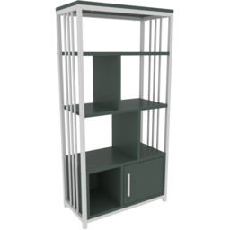 Decorotika Valero Single Door 7 Shelf White and Green Bookcase - Size: 120 x 60 x 29.6cm - Multi - Wilko - thumbnail 3