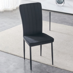 Elle Set of 2 Black Velvet Effect Plush Padded Upholstered Dining Chair - MCC - Wilko