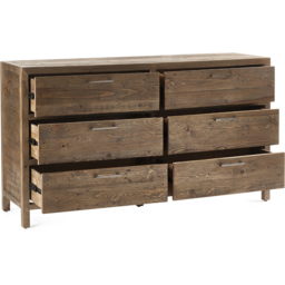 Julian Bowen Heritage 6 Drawer Distressed Finish Wide Chest of Drawers - Brown - Wilko - thumbnail 5