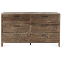 Julian Bowen Heritage 6 Drawer Distressed Finish Wide Chest of Drawers - Brown - Wilko - thumbnail 4