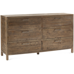 Julian Bowen Heritage 6 Drawer Distressed Finish Wide Chest of Drawers - Brown - Wilko - thumbnail 3
