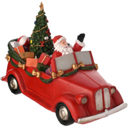 The Seasonal Gift Co Regal Tidings Light Up Santa Car with Rotating Tree Christmas Decoration 18cm - Size: 18 x 24 x 11cm - Red - The Seasonal Gift Co - thumbnail 5