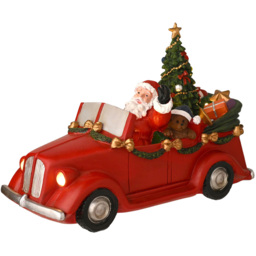 The Seasonal Gift Co Regal Tidings Light Up Santa Car with Rotating Tree Christmas Decoration 18cm - Size: 18 x 24 x 11cm - Red - The Seasonal Gift Co - thumbnail 3
