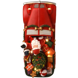 The Seasonal Gift Co Regal Tidings Light Up Santa Car with Rotating Tree Christmas Decoration 18cm - Size: 18 x 24 x 11cm - Red - The Seasonal Gift Co - thumbnail 4