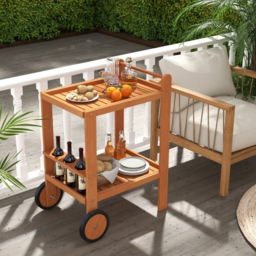Costway Wooden Bar Cart with Wine Bottle Holder - Size: 69 x 51 x 90cm - n/a - Wilko - thumbnail 4