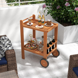 Costway Wooden Bar Cart with Wine Bottle Holder - Size: 69 x 51 x 90cm - n/a - Wilko - thumbnail 5